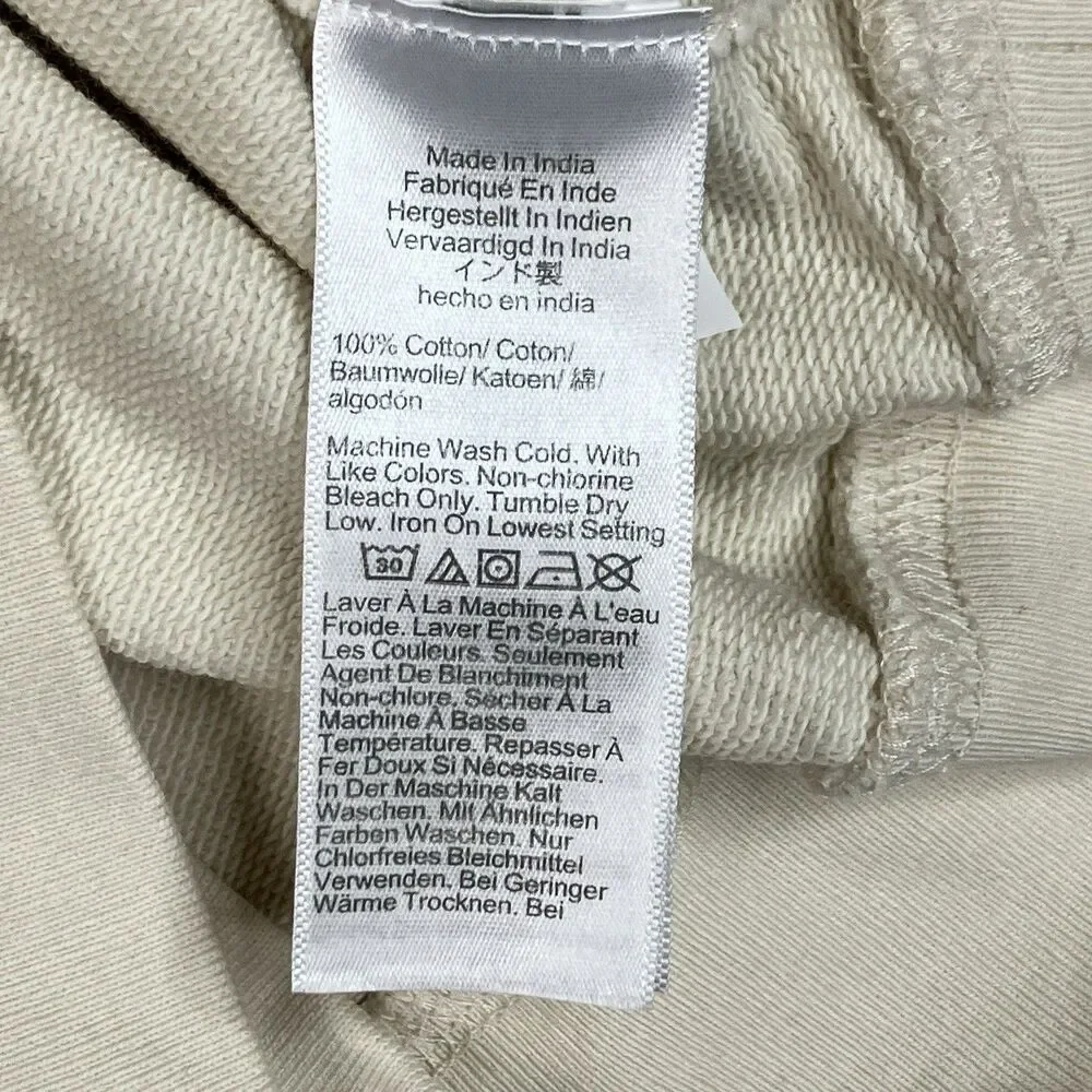 J Crew Polo Rugby Pullover Sweatshirt Mens M Cream Fleece Cotton Preppy BW510‎